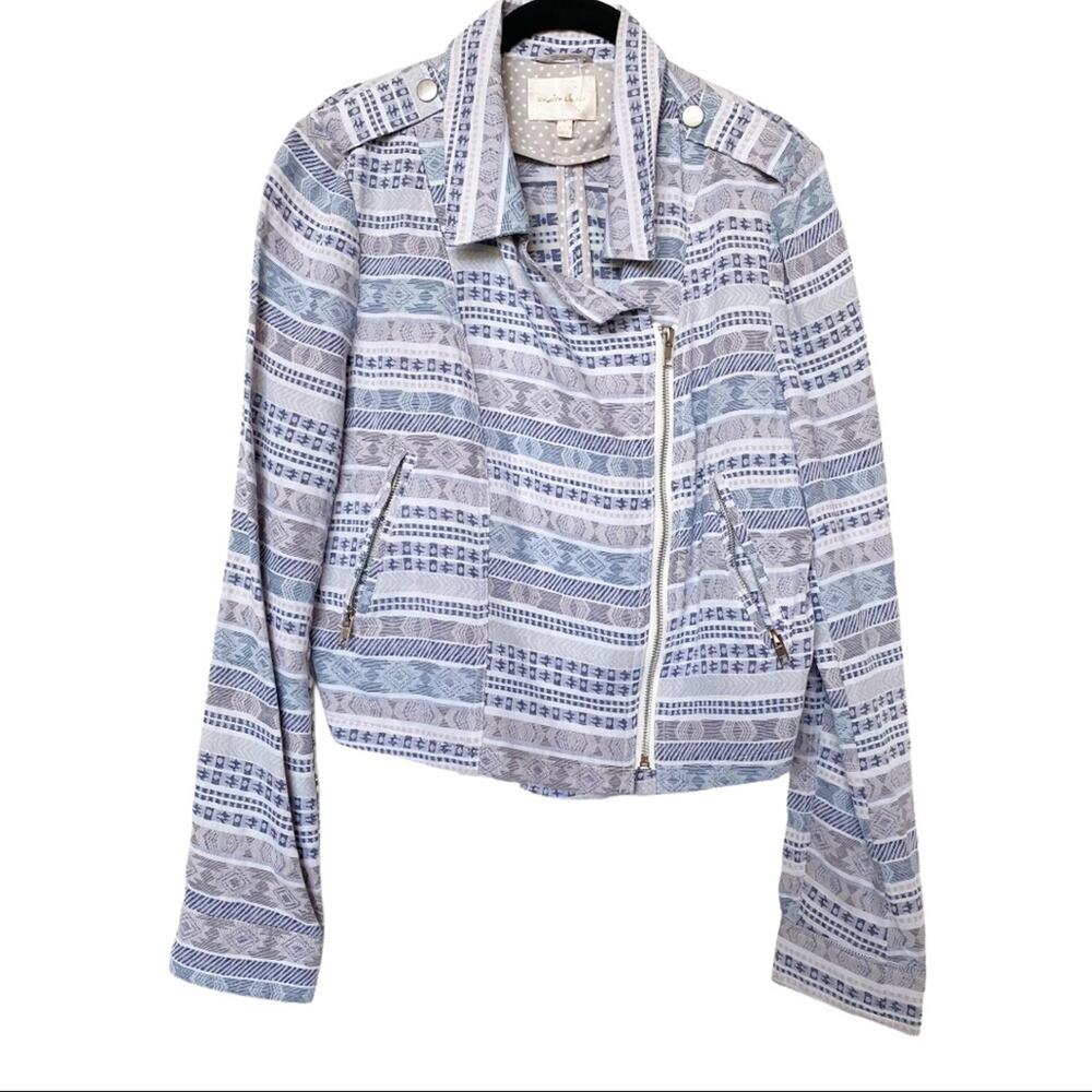 Under Skies Aztec Print Cotton Moto Jacket Size Large